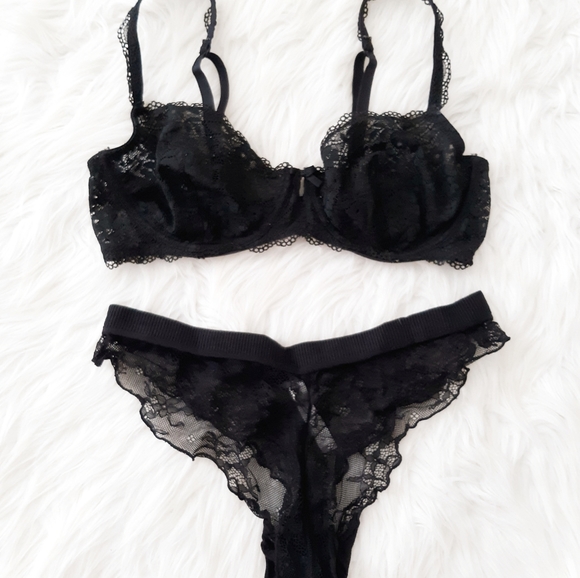 black lace bra panty set